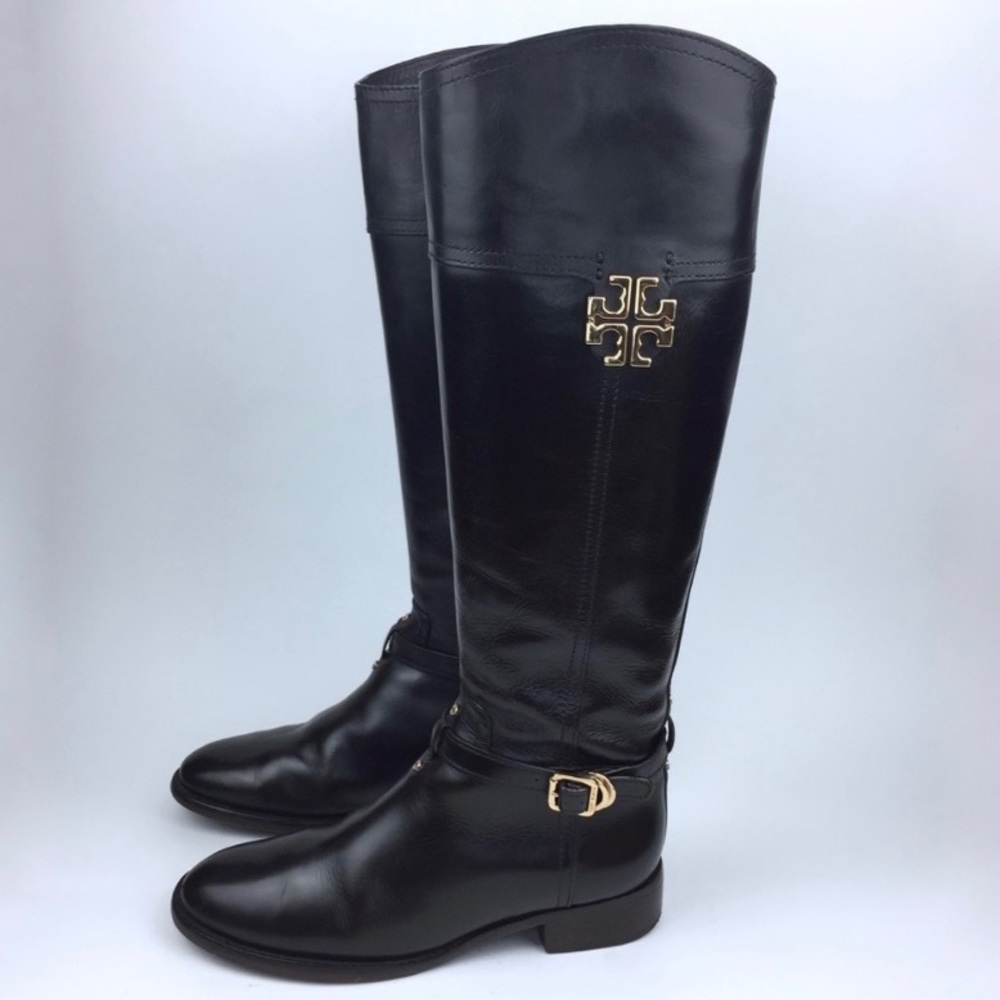 TORY BURCH Leather Riding Boots - Dark Brown